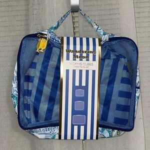 WM Blue Green Yellow Coastal Lemon Mesh Stripe 3 Piece Travel Packing Cube Set